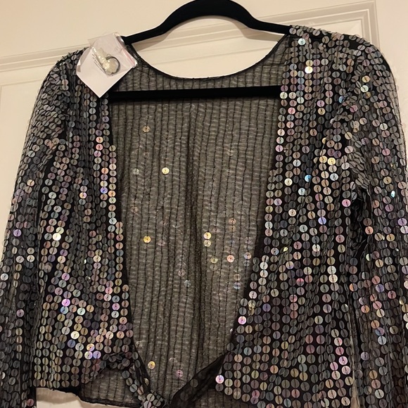 ASOS Black Sequin tit back shirt - Picture 6 of 7